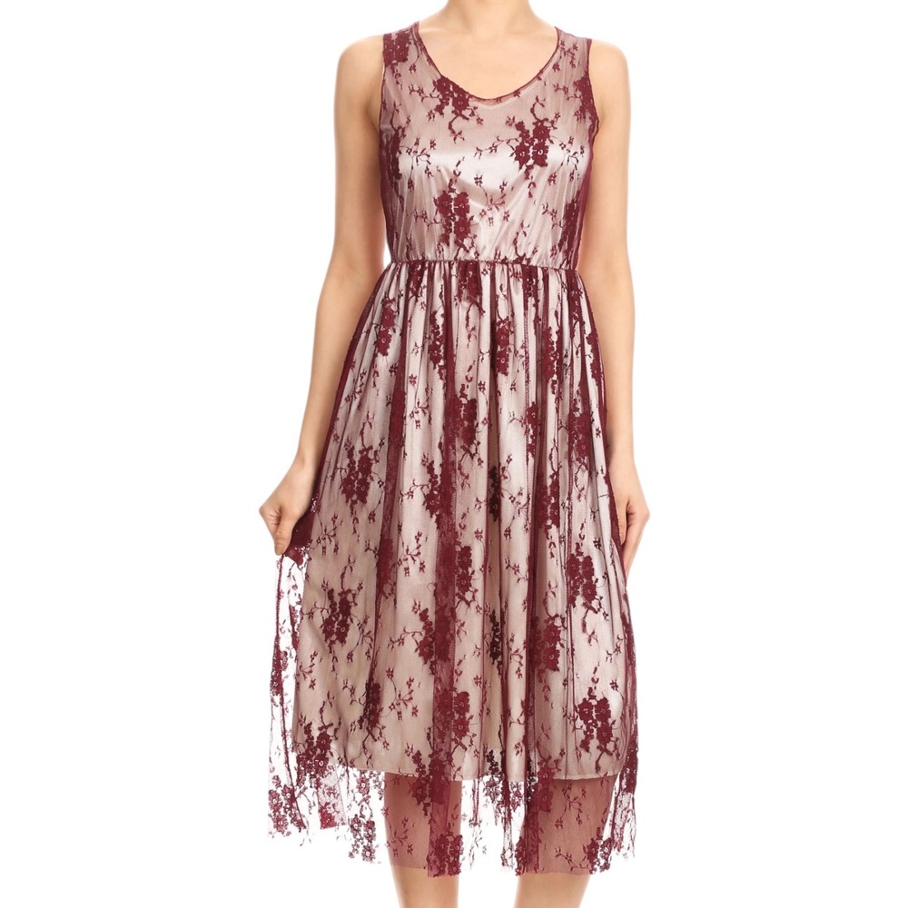 NWT Anna‎ Kaci Sleeveless Floral Lace Midi Dress Size Medium Whimsigoth Witchy